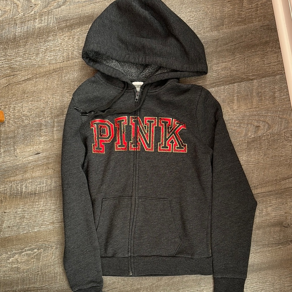 PINK Victoria's Secret Gray Zip-Up Hoodie